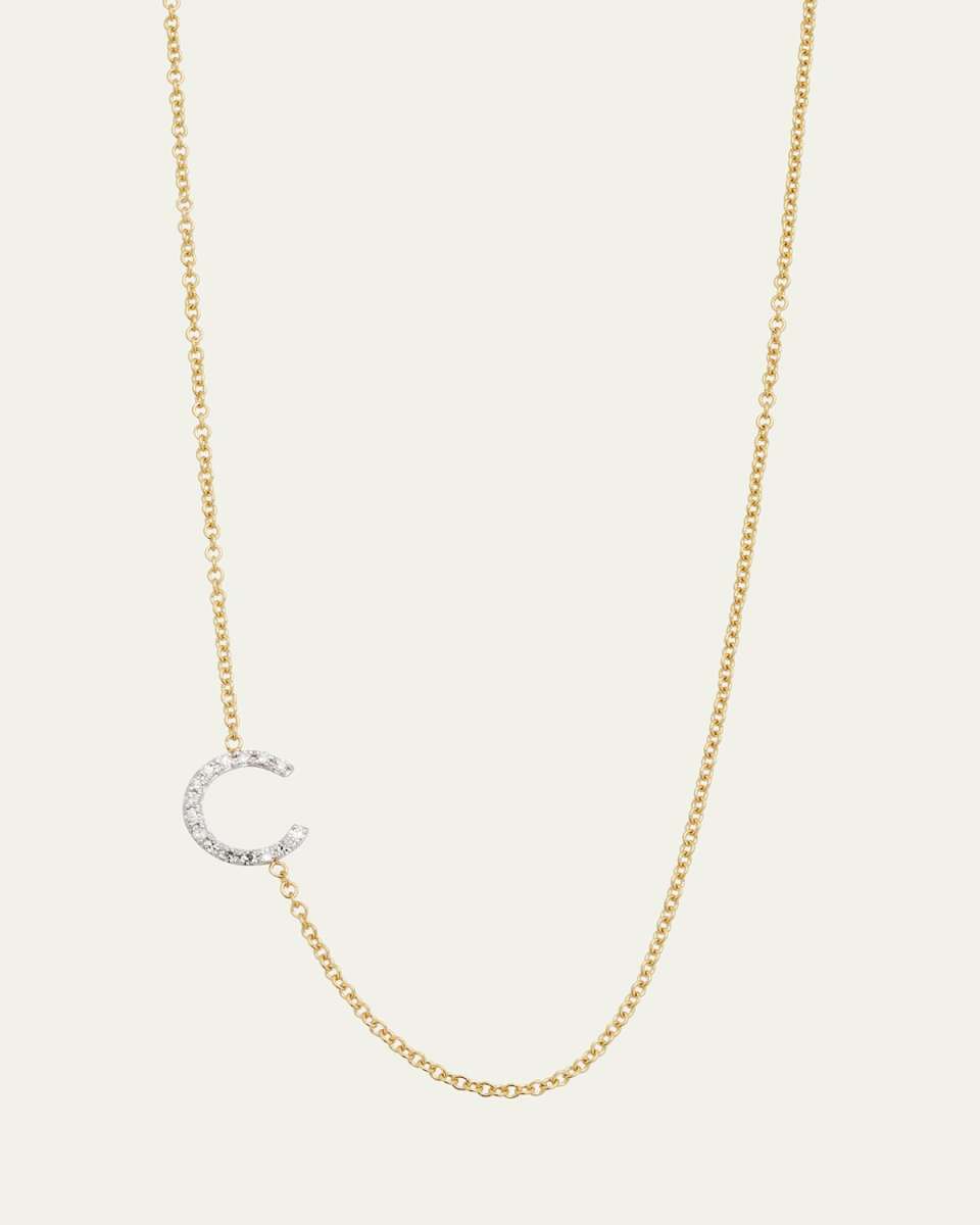 Diamond Asymmetrical Initial Necklace, C