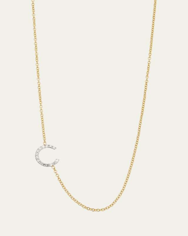 Diamond Asymmetrical Initial Necklace, C