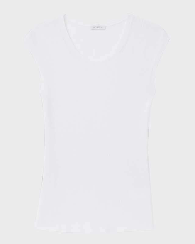 Ribbed Cap-Sleeve Pullov