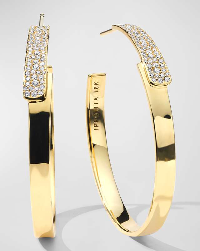 Overlapping #3 18K Gold Hoop Earrings with Diamonds