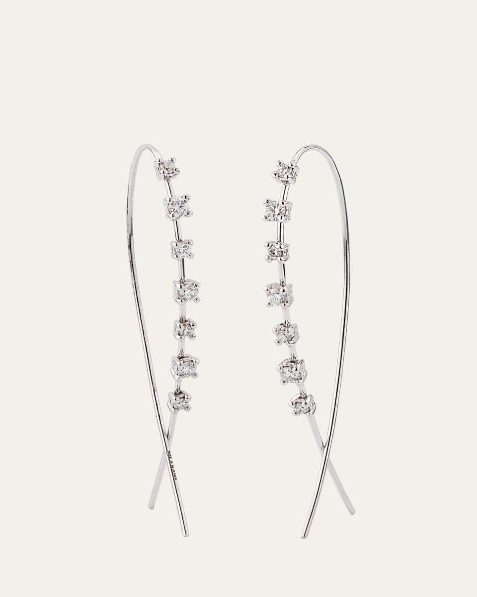 Solo Mini Narrow Upside Down Hoop Earrings with Diamonds, 41mm