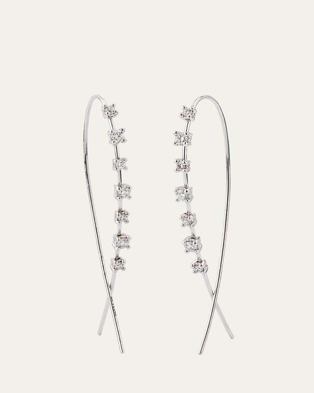 Solo Mini Narrow Upside Down Hoop Earrings with Diamonds, 41mm