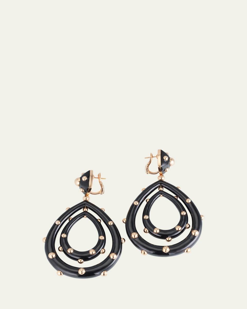 Large Goccia Earrings with Black Enamel in 18K Rose Gold