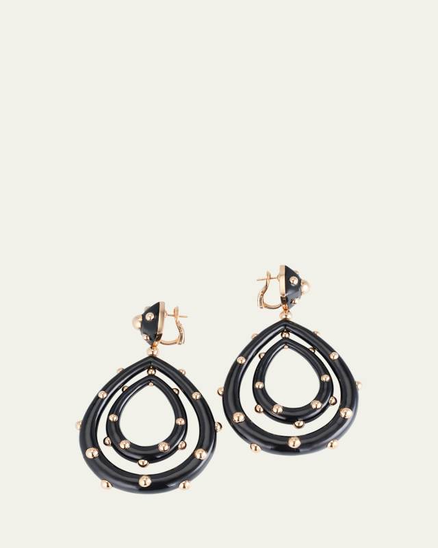 Large Goccia Earrings with Black Enamel in 18K Rose Gold
