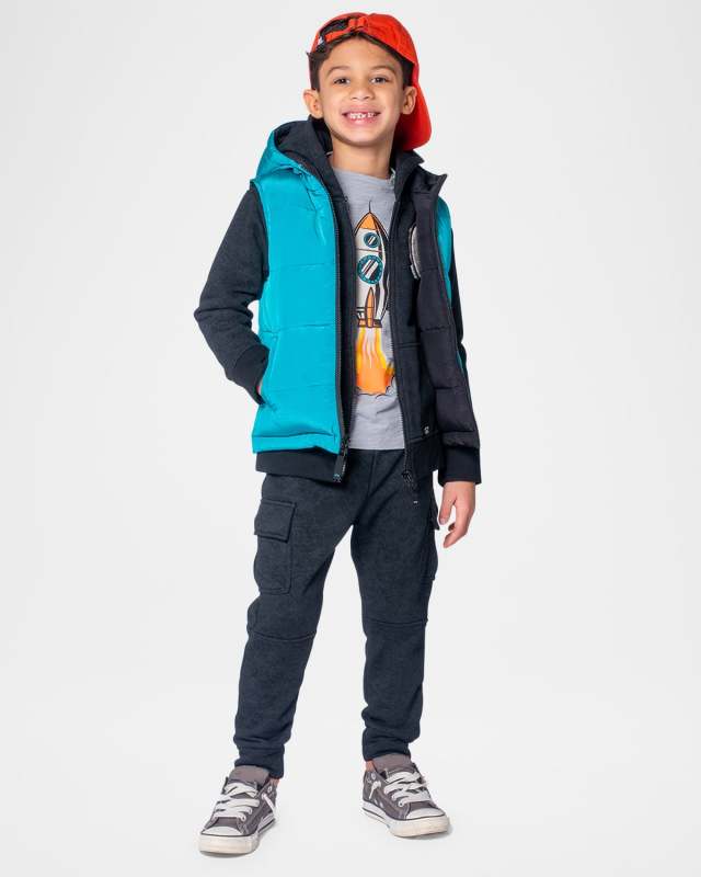 Boy's Reversible Hooded Vest, Size 2T-10
