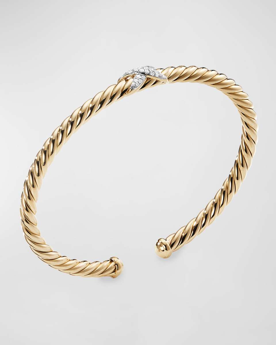 18k Gold Diamond-X Cablespira Bracelet