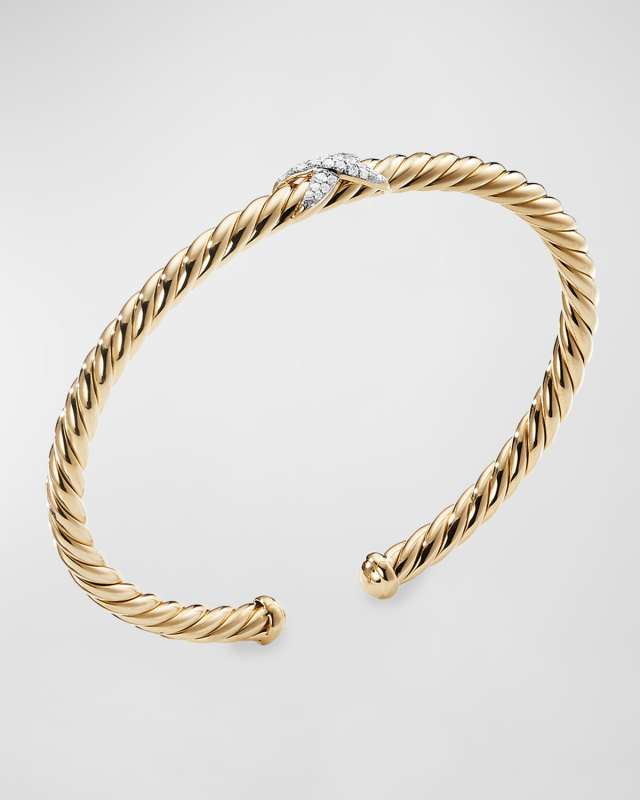 18k Gold Diamond-X Cablespira Bracelet