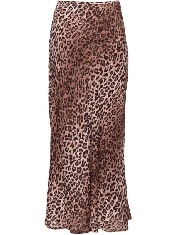 Kelly leopard-print silk midi skirt