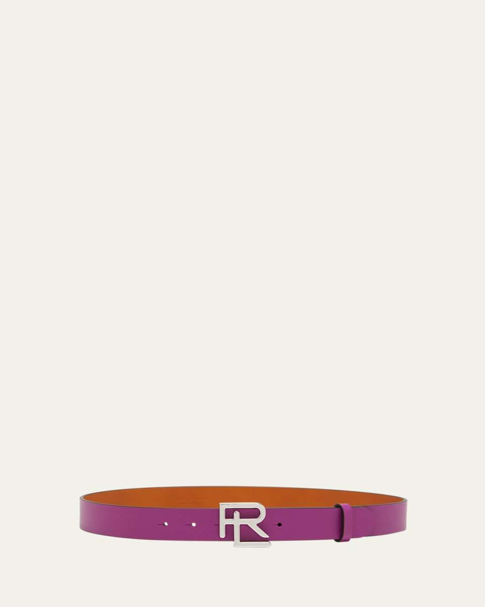 Stacked RL Calfskin Belt, 32 mm