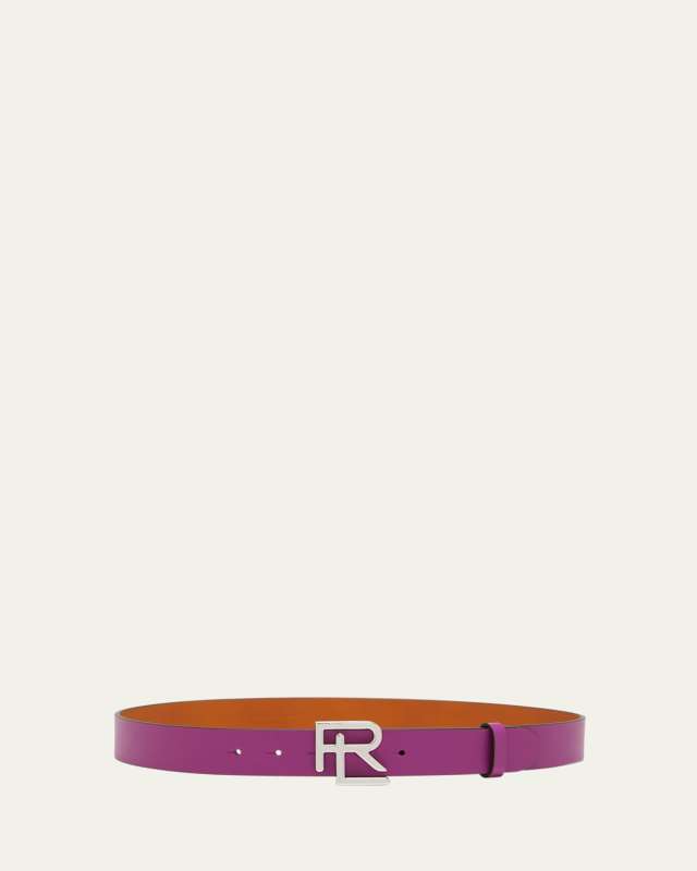 Stacked RL Calfskin Belt, 32 mm