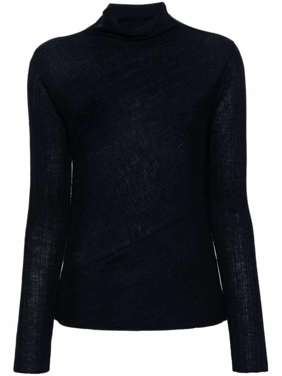 roll-neck knit top