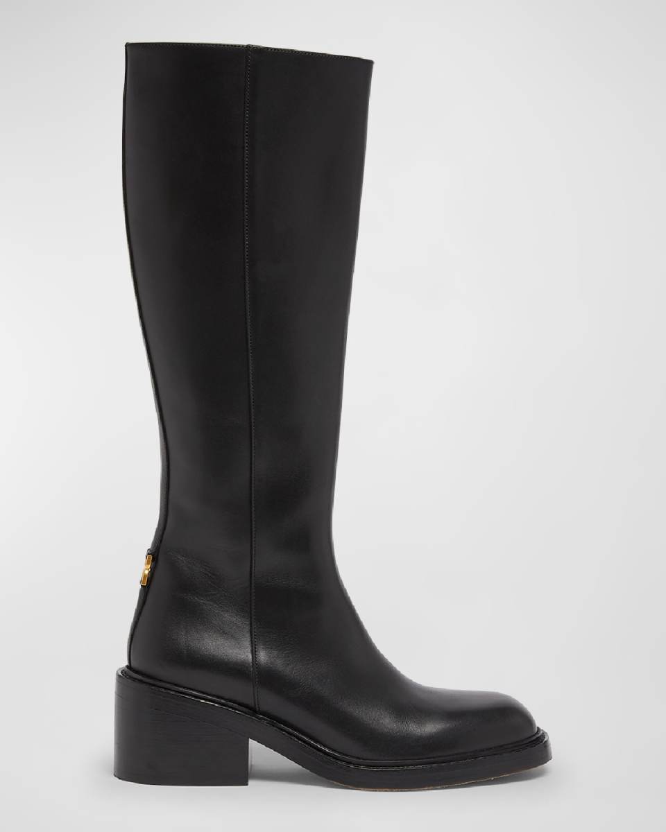 Marcie Leather Zip Knee Boots