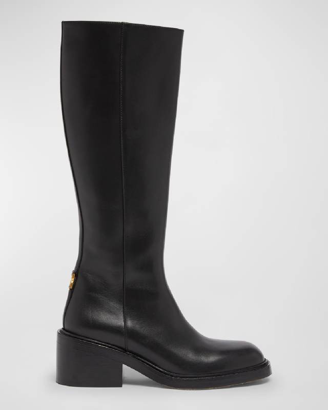 Marcie Leather Zip Knee Boots