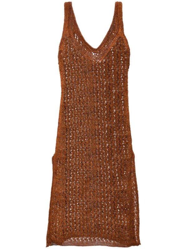 knitted leather midi dress