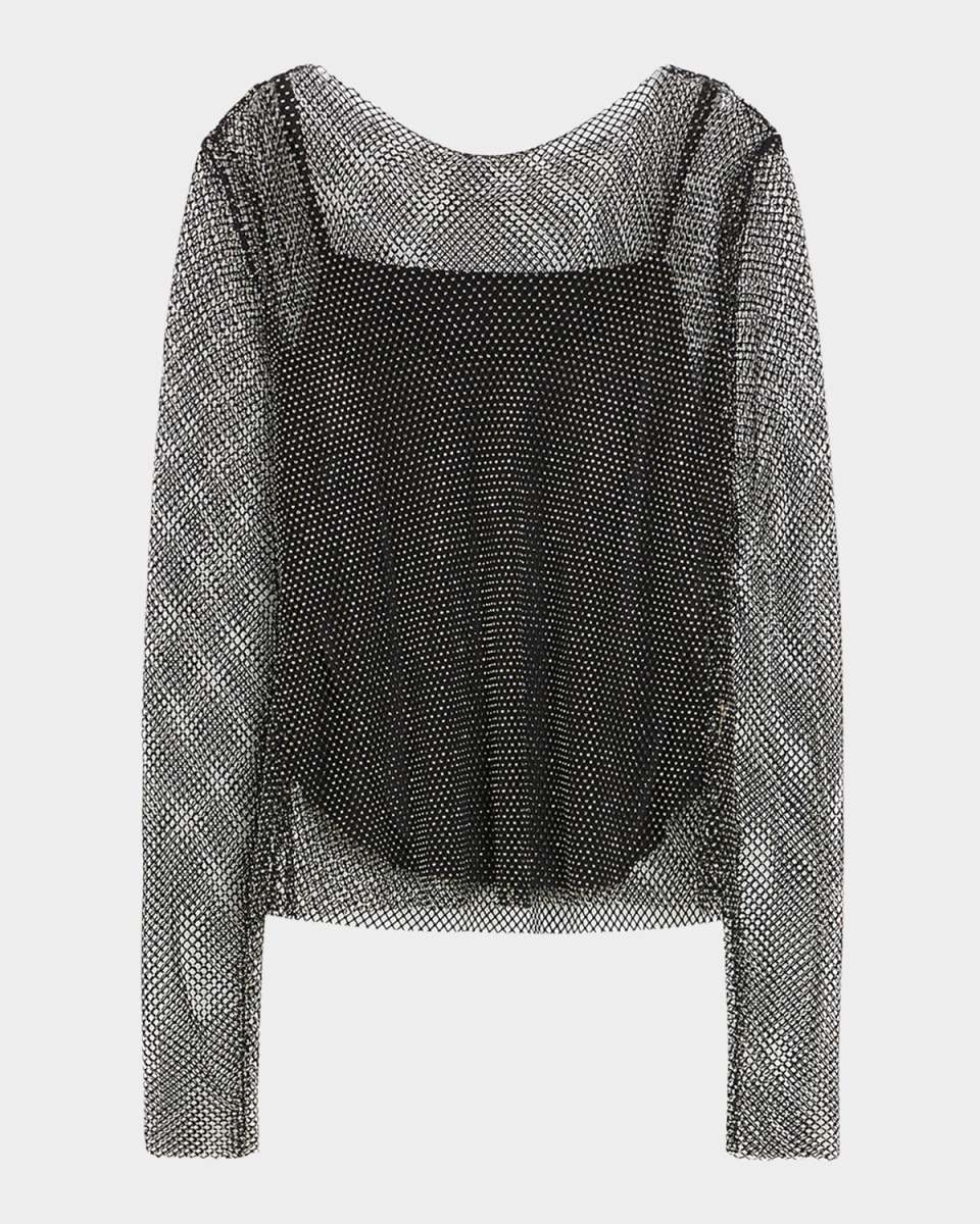 Plus Size Agostin Rhinestone Mesh Top
