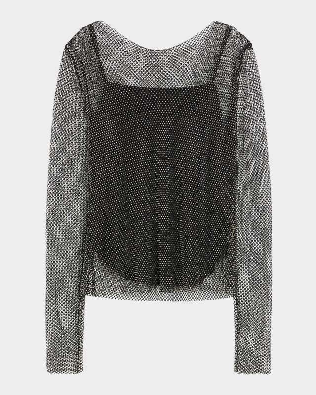 Plus Size Agostin Rhinestone Mesh Top