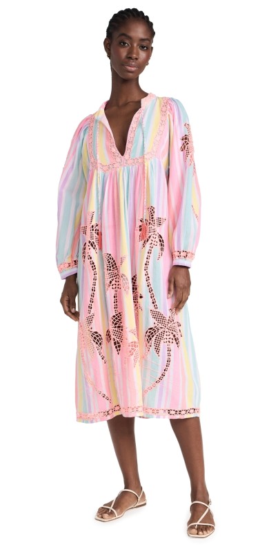FARM Rio Embroidered Coconut Richillieu Cover Up Multi