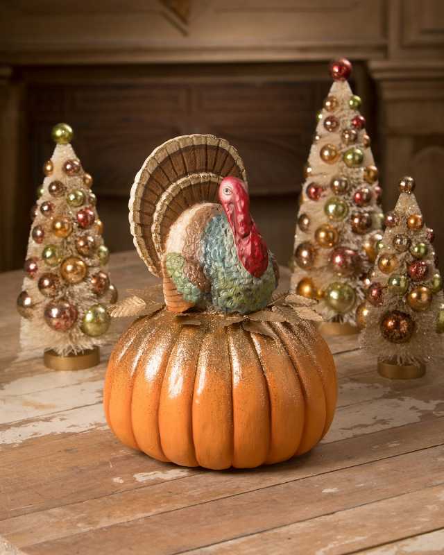 Traditional Turkey On Fall Pumpkin