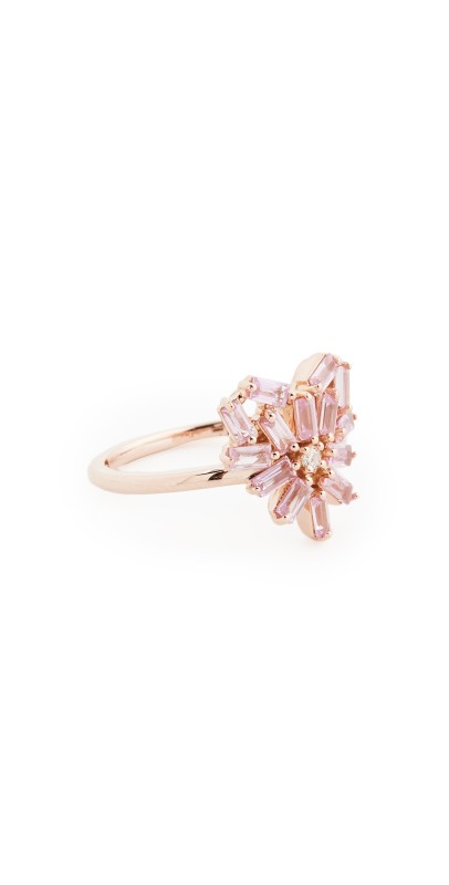 Suzanne Kalan 18k Rose Gold Fireworks Small Rounded Pink Sapphire Heart Ring Rose Gold