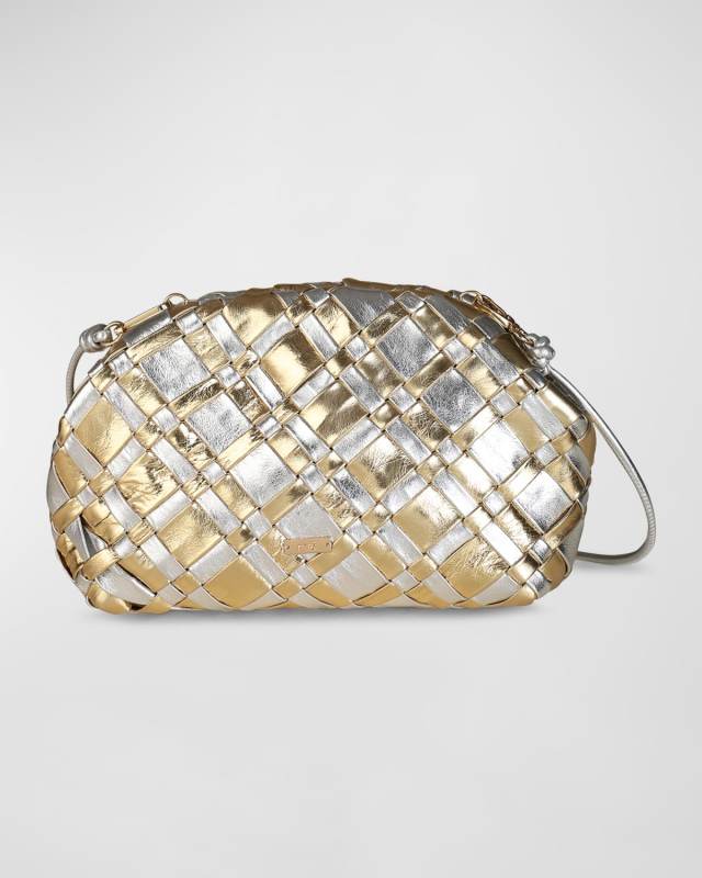 Aya Frame Metallic Leather Clutch Bag