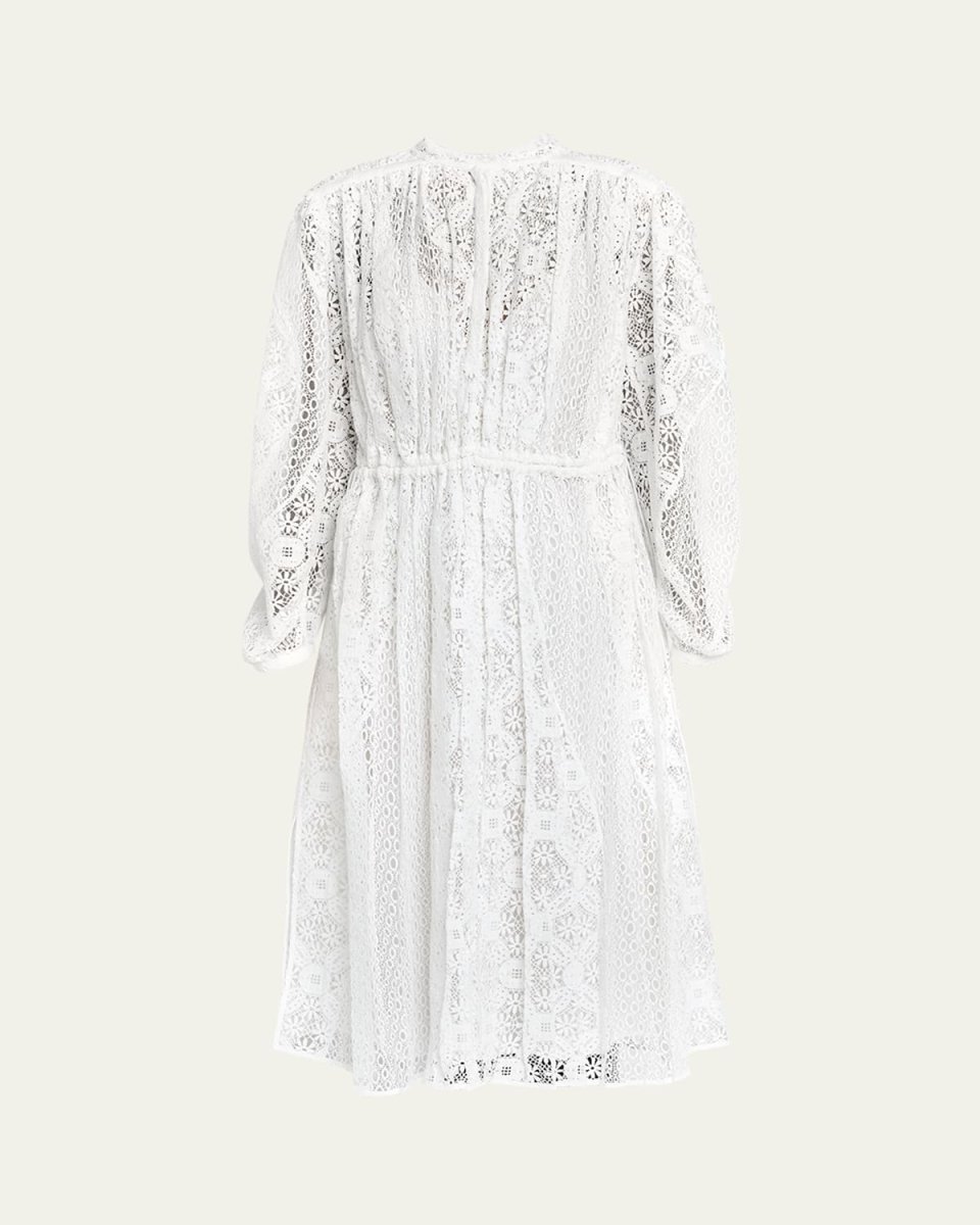 Cutwork Lace Pleated Midi Dress