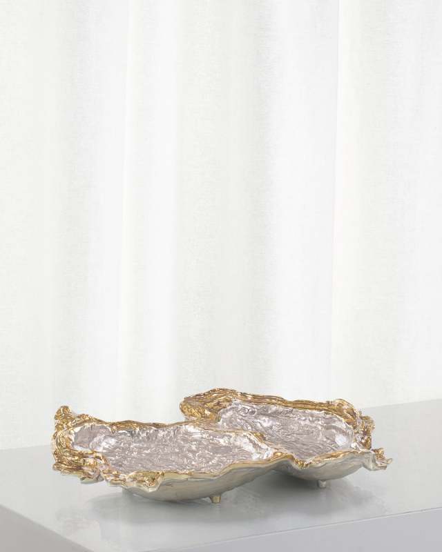 Double Oyster Gold Silver Enamel Decor