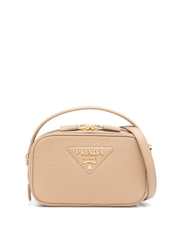 triangle-logo leather tote bag