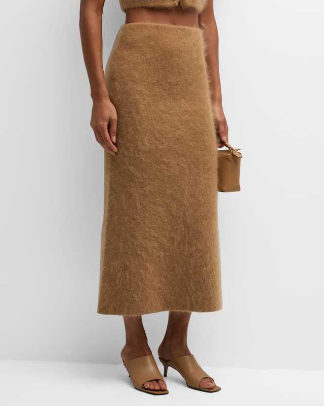 Estille Straight Fuzzy Knit Midi Skirt