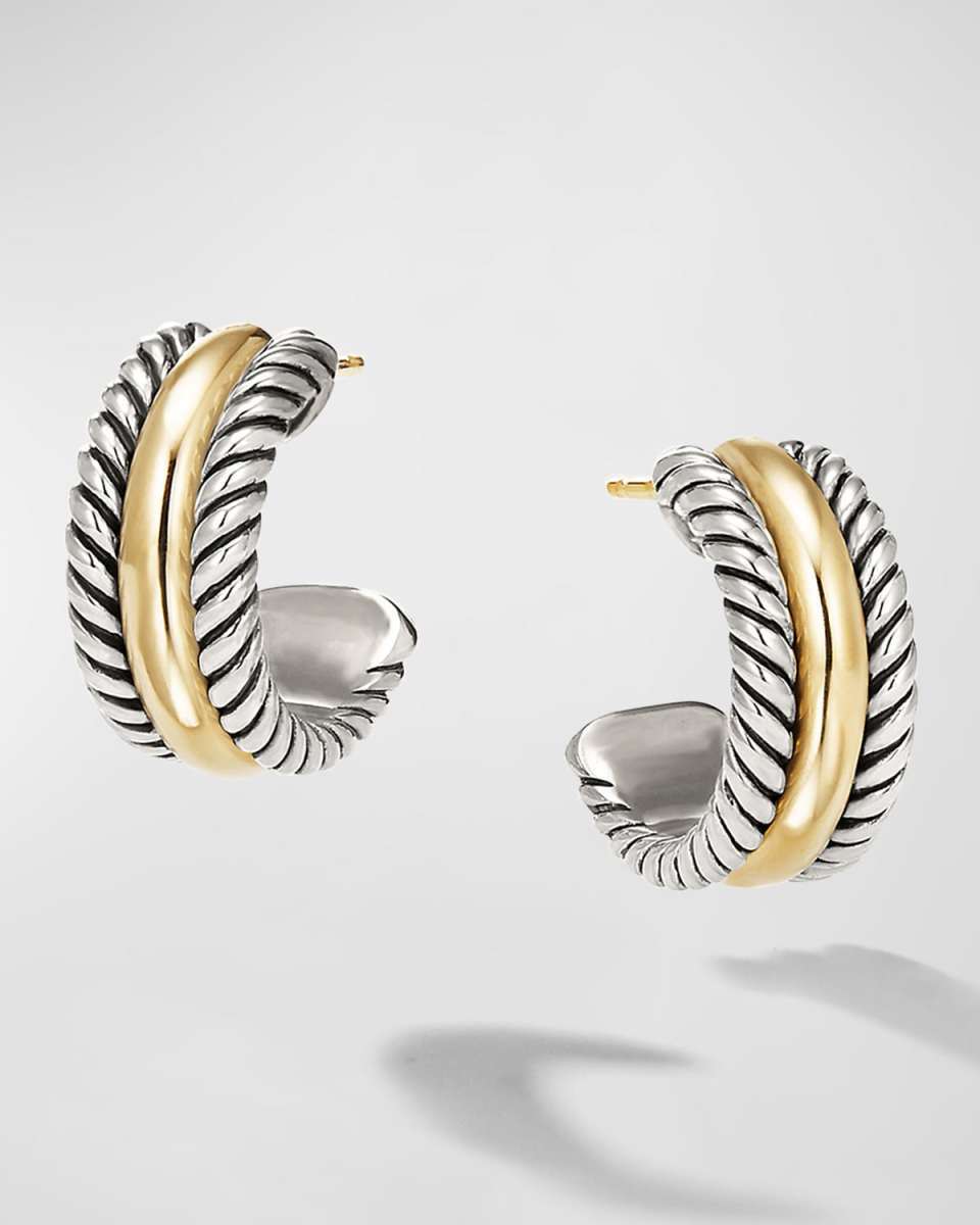 Cable Collectibles Huggie Earrings in Silver with 14K Gold, 15.6mm, 0.3"L