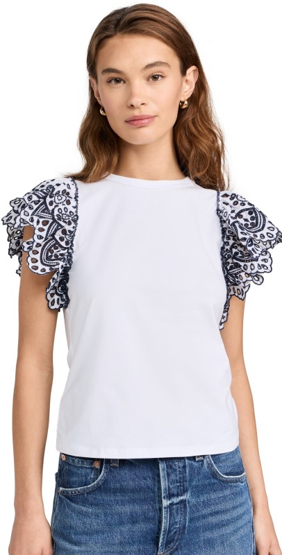 Veronica Beard Jean Julianka Top White/Navy