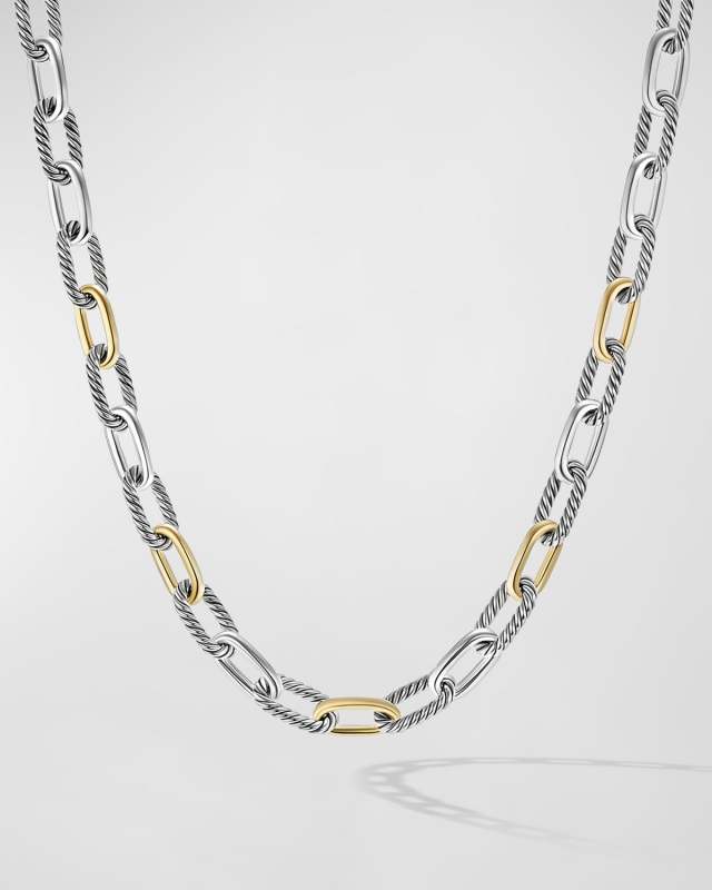 DY Madison Chain Necklace in Silver with 18K Gold, 11mm, 18"L
