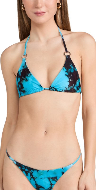 Louisa Ballou Mini Ring Bikini Top Turquoise Stone