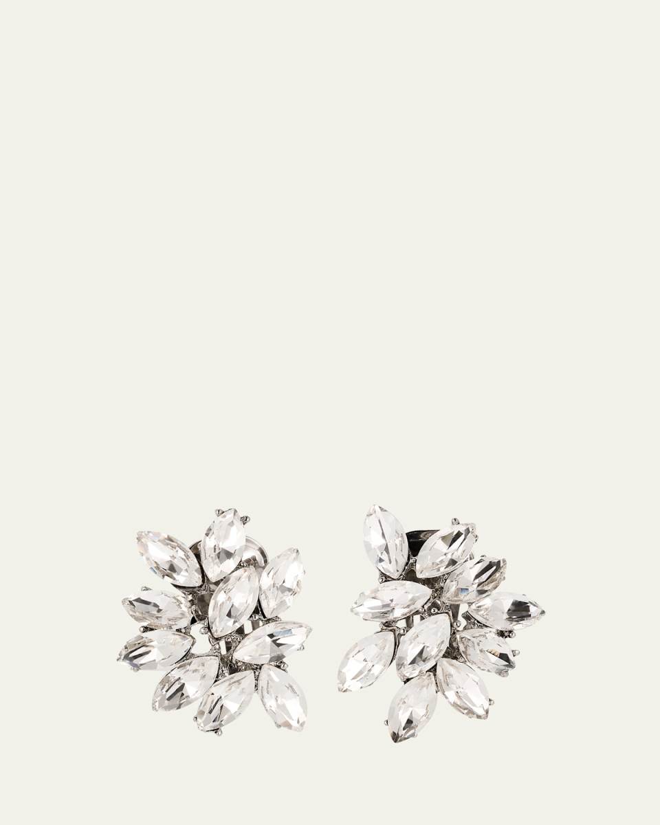 Silver Crystal Clip On Earrings