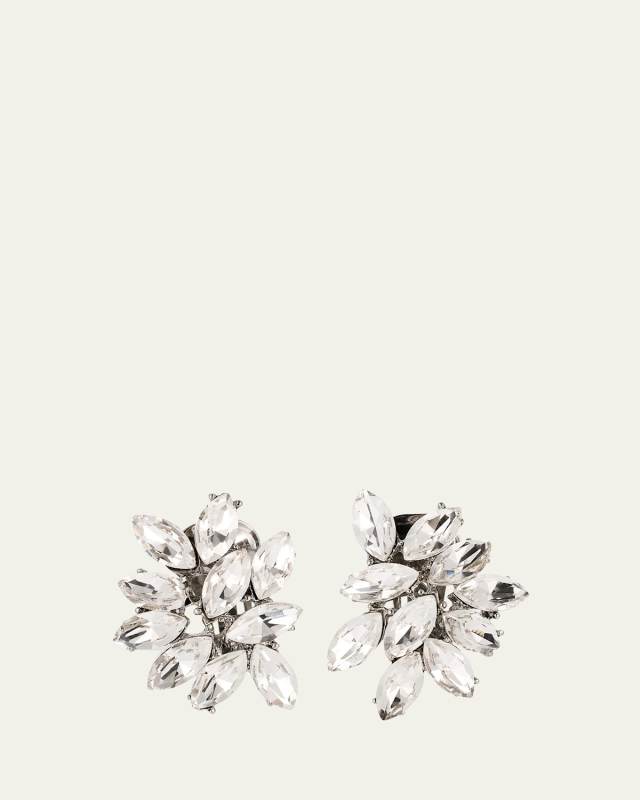 Silver Crystal Clip On Earrings