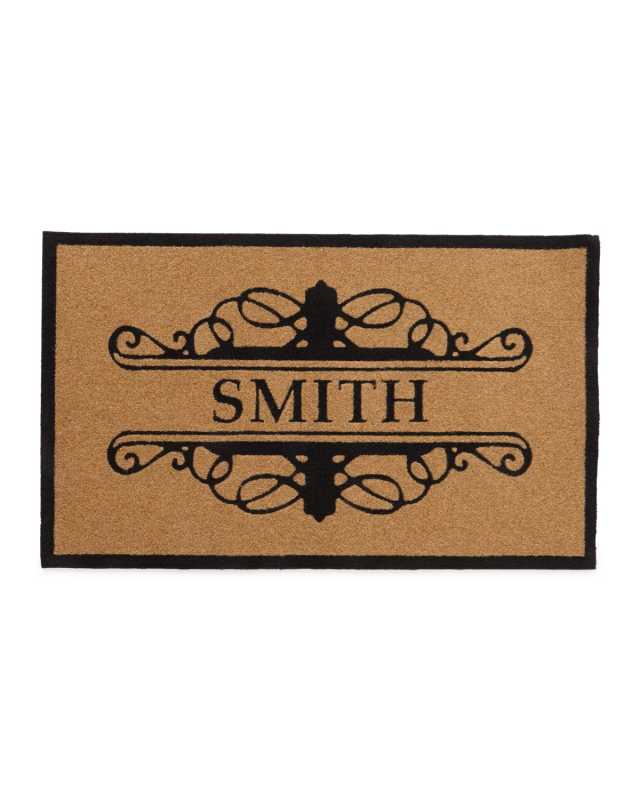 3 X 5 Natural Custom Baldwin Monogrammed Door Rug