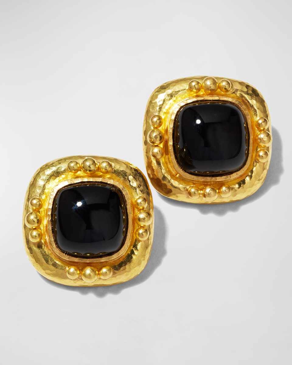 19K Black Onyx Convertible Earrings