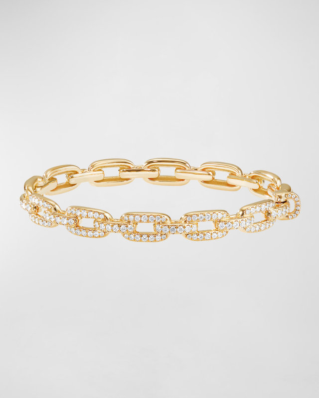 Stax Link Bracelet with Diamonds in 18K Gold, 7