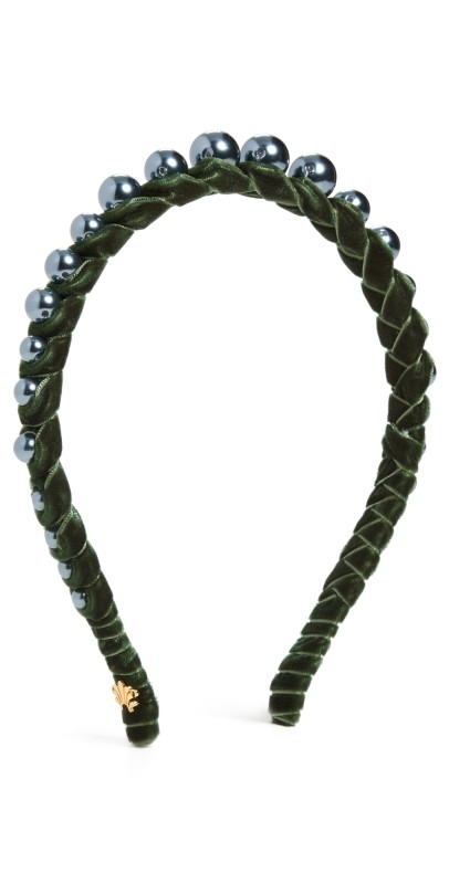 Lele Sadoughi Velvet Graduated Pearl Headband Tahitian Pearl