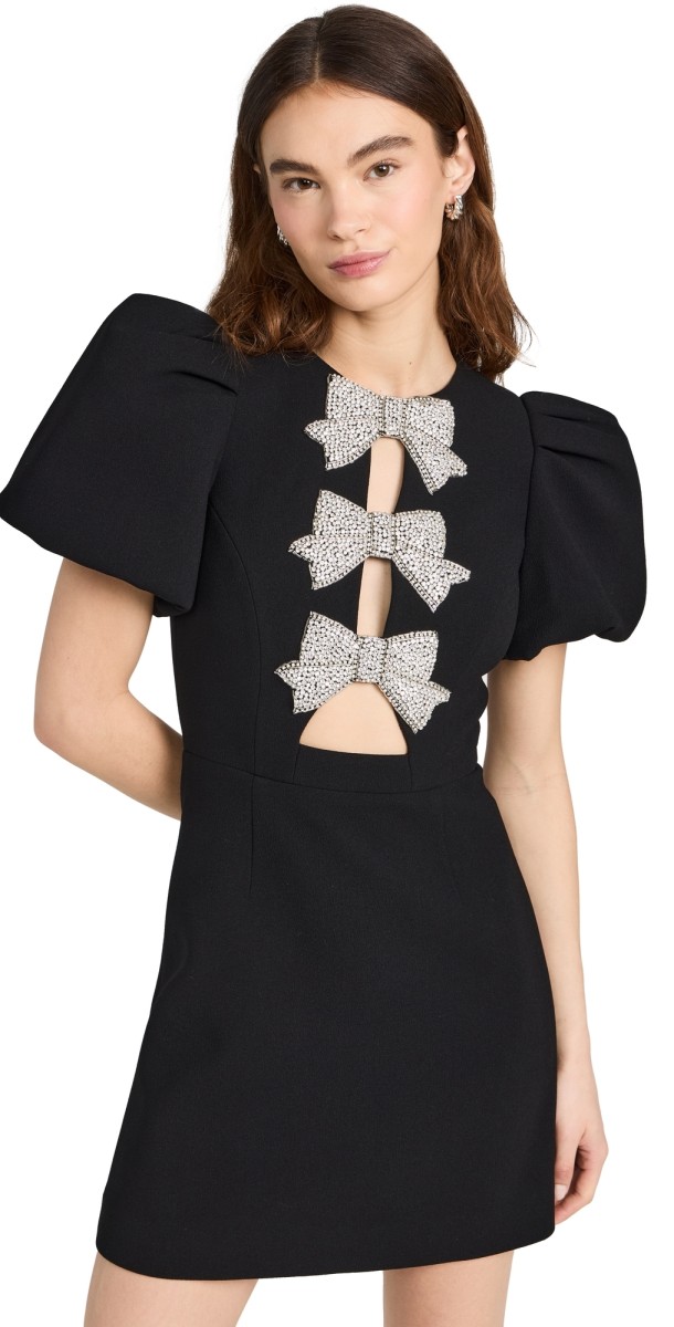 Rebecca Vallance Juliana Puff Sleeve Mini Dress Black