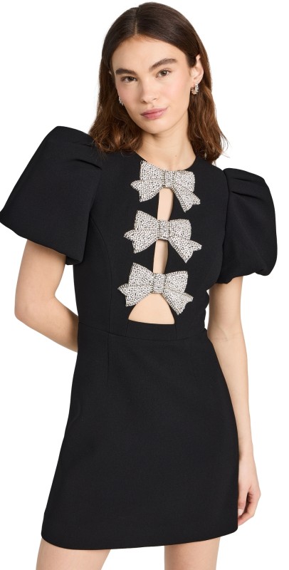 Rebecca Vallance Juliana Puff Sleeve Mini Dress Black