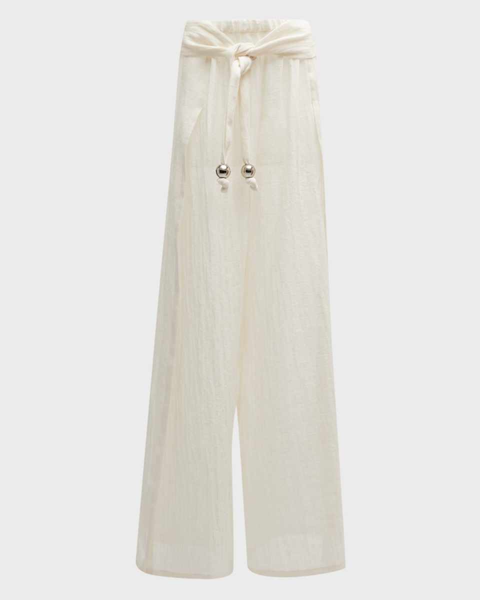 Wide-Leg Split-Side Gauze Pants