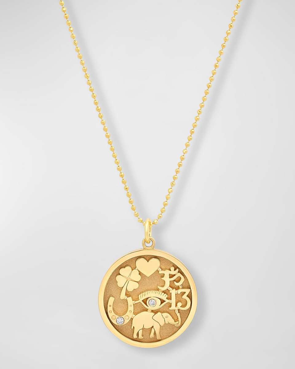 18k Good Luck Pendant Necklace with Diamonds