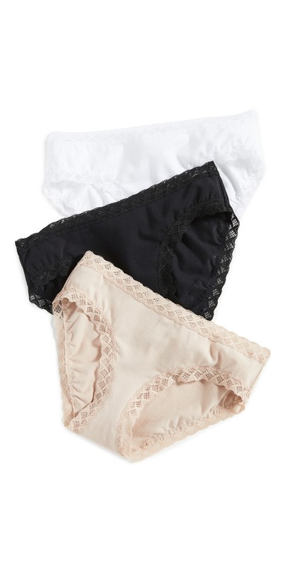 Natori Bliss Girl Briefs 3-Pack Black/Cafe/White
