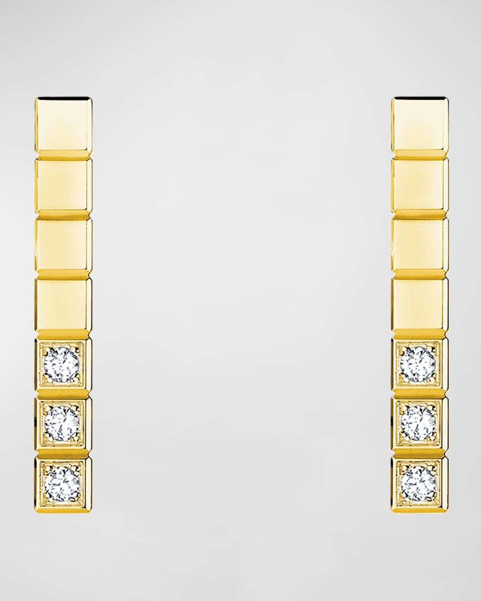 Ice Cube 18K Yellow Gold Diamond Bar Earrings