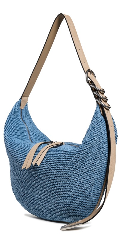 rag & bone Spire Hobo Straw Bag Denim Blu