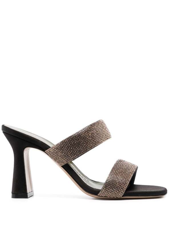 crystal-embellished leather mules