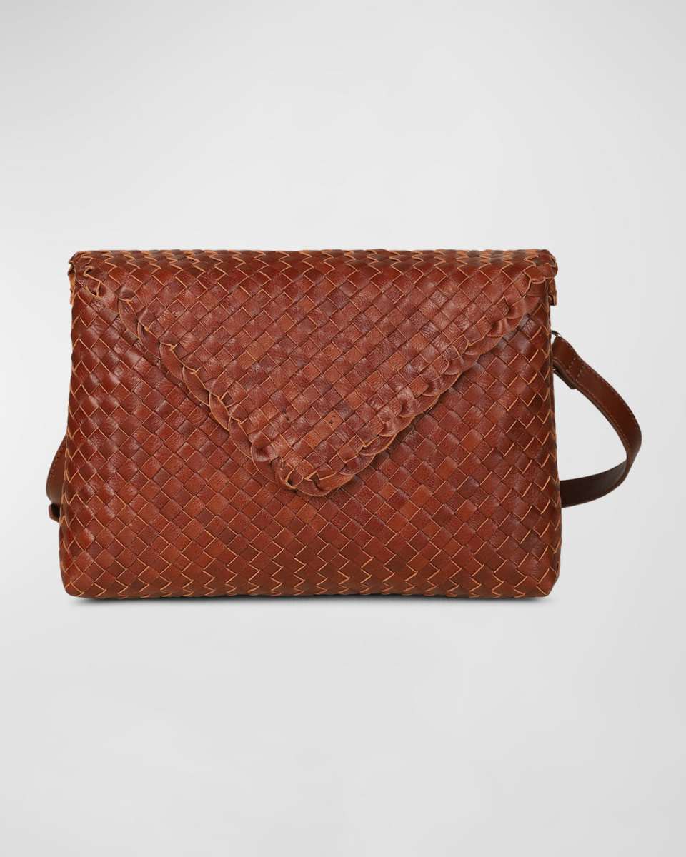 Jamie Envelope Woven Leather Clutch Bag