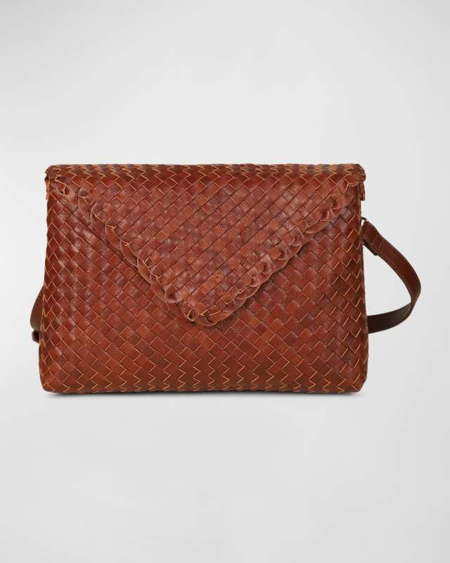 Jamie Envelope Woven Leather Clutch Bag