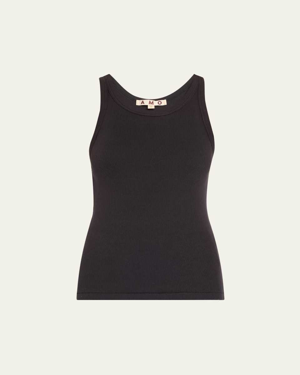 Long Ribbed Cotton Tank Top