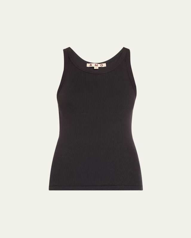 Long Ribbed Cotton Tank Top